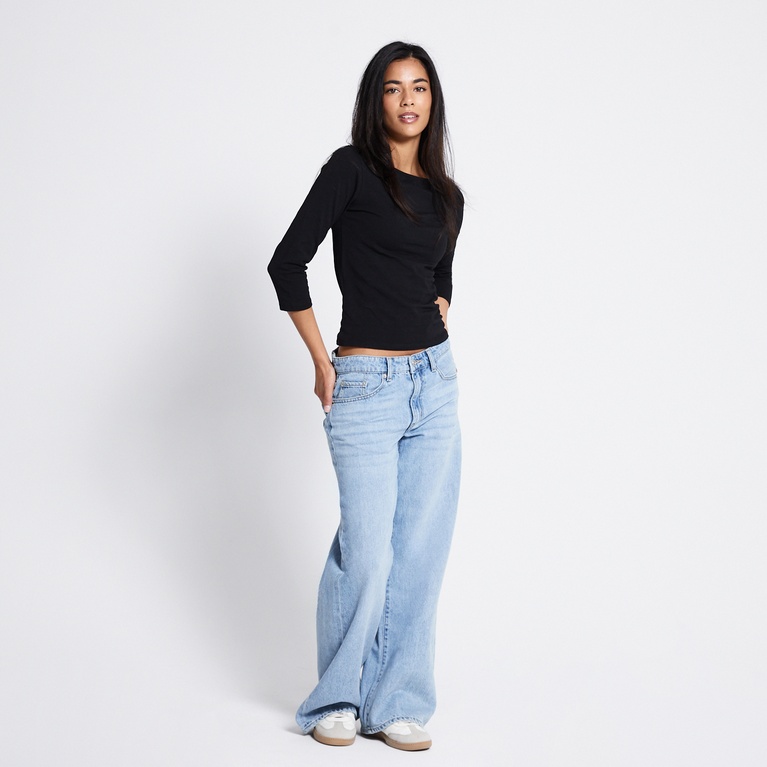 Boat neck 3/4 sleeve top "Desire" Black